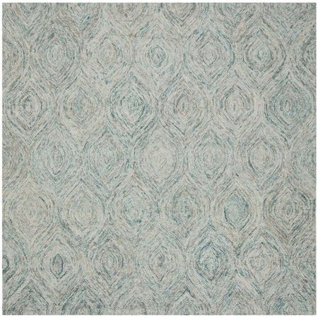 SAFAVIEH 8 x 8 ft. Ikat Hand Tufted Square Area RugIvory & Sea Blue IKT631A-8SQ